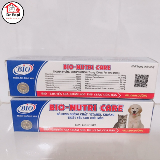 GEL DINH DƯỠNG - THỨC ĂN BỔ SUNG CHẤT DINH DƯỠNG THIẾT YẾU CHO CHÓ, MÈO BIO-NUTRI CARE