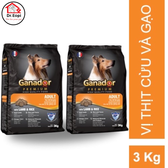 Thức ăn cho chó trưởng thành vị thịt cừu và gạo Ganador Adult Lamb and Rice 3kg